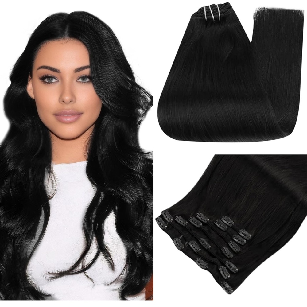 22 inch real Human hair extensions (Jet Black)